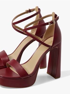 Michael Kors Burgundy Cross-Strap Platform Sandals